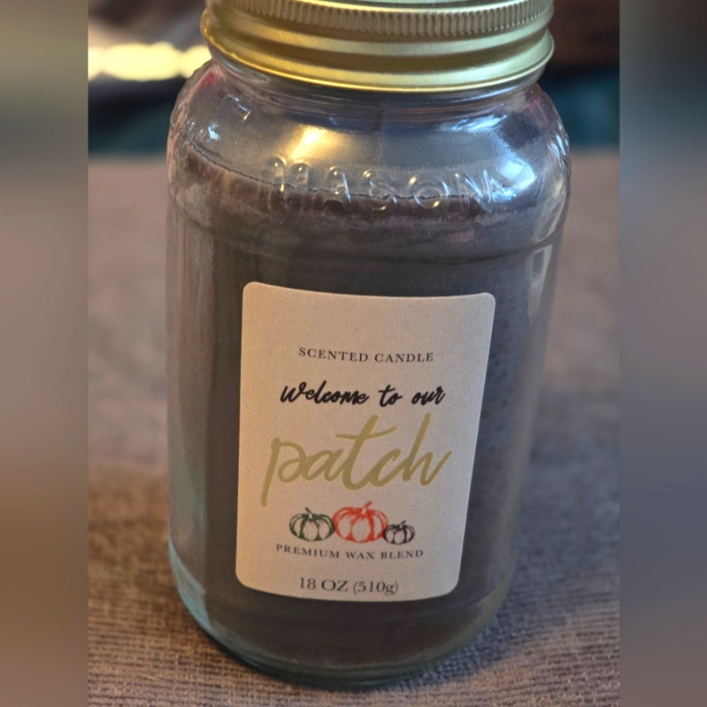 Brand New 18oz Mason Jar Welcome to the Patch Candle- Smells so Yummy!